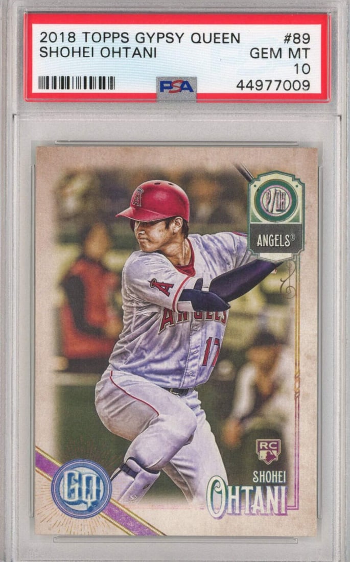 2018 Topps Gypsy Queen Shohei Ohtani Rookie PSA 10 Baseball Card: 2018 Topps Gypsy Queen Shohei Ohtani Rookie PSA 10 Baseball Card This is a graded 2018 Topps Gypsy Queen Shohei Ohtani #89 Rookie RC Baseball Card, holding a grade of 10 from Professional Sports Authe