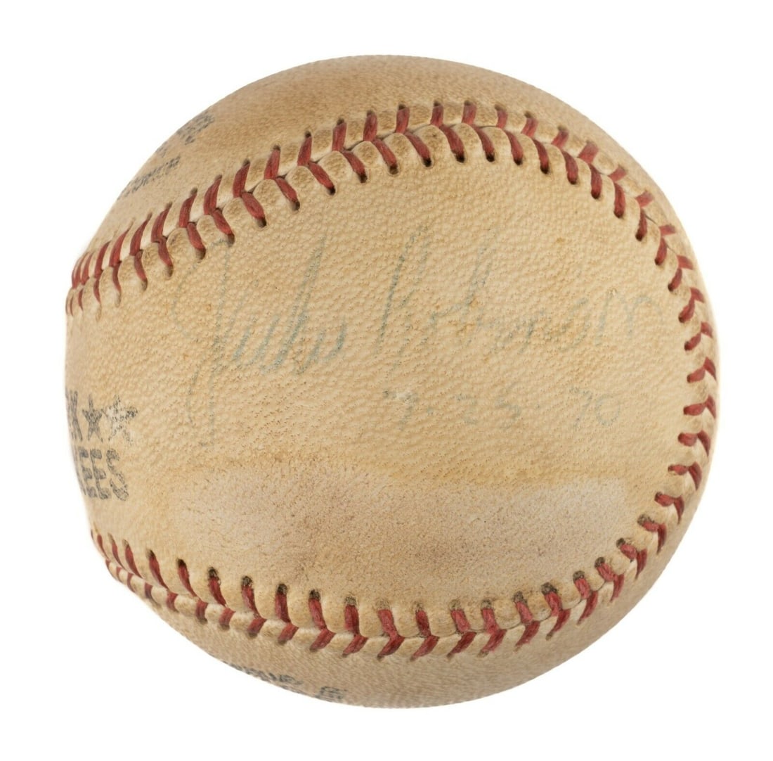 Jackie Robinson Autographed Baseball 1970 Brooklyn Dodgers JSA COA: Jackie Robinson Autographed Baseball 1970 Brooklyn Dodgers JSA COA This vintage 1970 Wilson baseball is a remarkable piece of sports history, featuring the signature of Jackie Robinson on a side panel