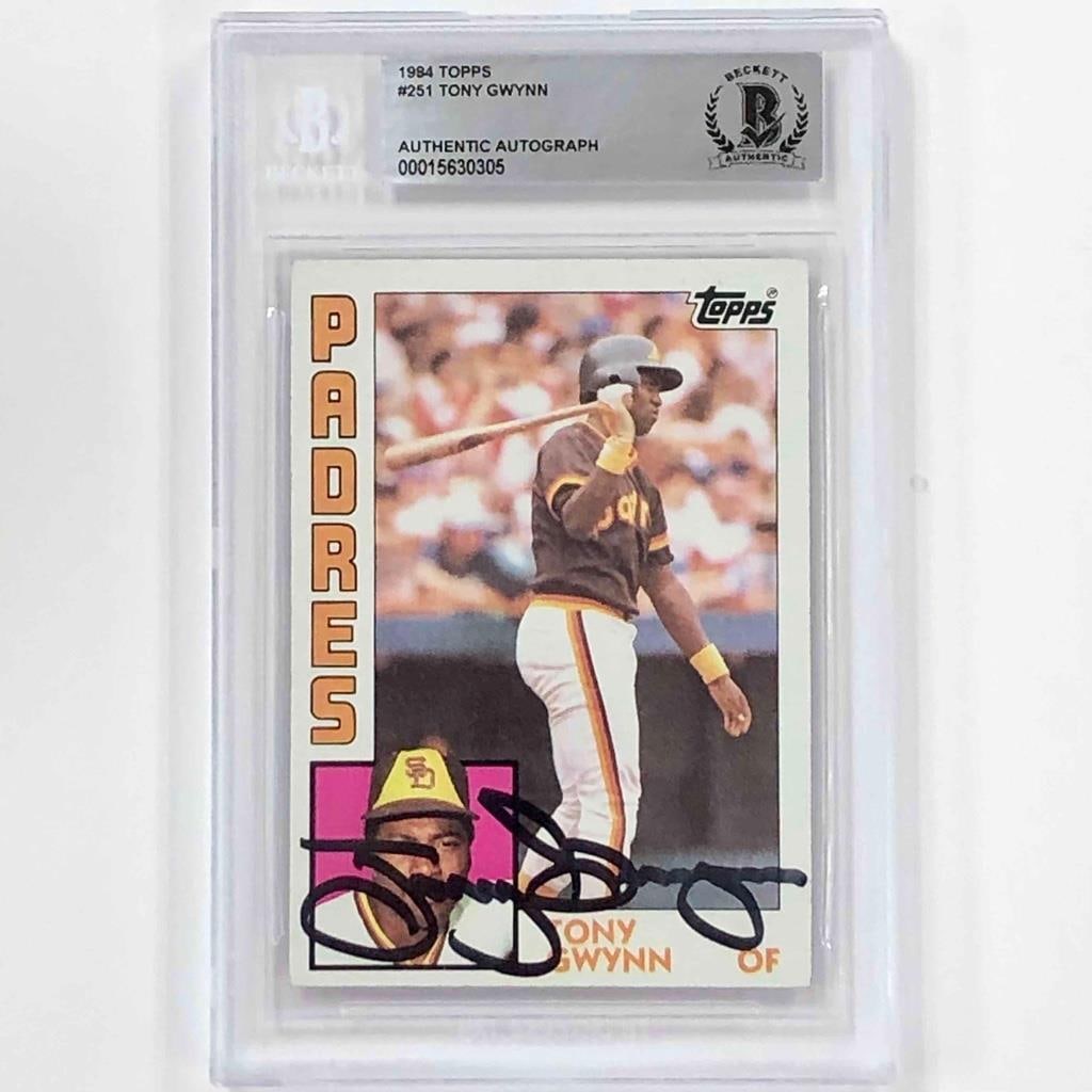 Tony Gwynn Signed 1984 Topps #251 Padres BAS Authenticated Vintage Card: Tony Gwynn Signed 1984 Topps #251 Padres BAS Authenticated Vintage Card This is a pre-owned Tony Gwynn autograph signed 1984 Topps 2nd Year card #251, featuring the San Diego Padres. The card is an or