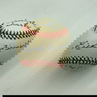 Rick Ferrell Signed Inscribed American League Baseball JSA COA: Rick Ferrell Signed Inscribed American League Baseball JSA COA This is an original American League baseball signed by Rick Ferrell, featuring his full name and significant inscriptions. The autograph