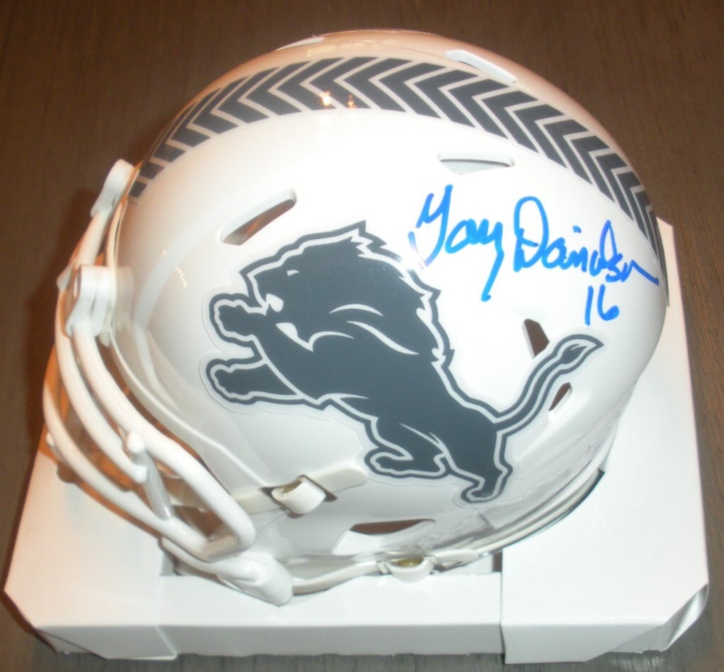 Gary Danielson Signed Mini Helmet Detroit Lions Salute to Service with COA: Gary Danielson Signed Mini Helmet Detroit Lions Salute to Service with COA This is a pre-owned mini helmet featuring a signature from Gary Danielson, celebrating the Detroit Lions' Salute to Service. 