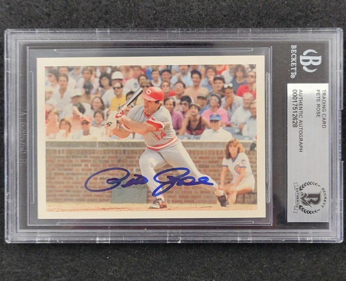 Pete Rose 1985 Topps #102 Autographed Baseball Card BAS: Pete Rose 1985 Topps #102 Autographed Baseball Card BAS This is a vintage 1985 Topps #102 baseball trading card featuring Pete Rose, a legendary player of the Cincinnati Reds. The card is hard signed