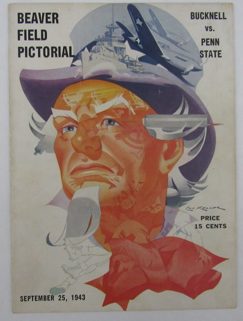 1943 NCAA Penn State vs Bucknell Vintage Football Program: 1943 NCAA Penn State vs Bucknell Vintage Football Program This original 1943 Penn State Nittany Lions vs. Bucknell College football program is a vintage collectible from a historic game held at Beaver