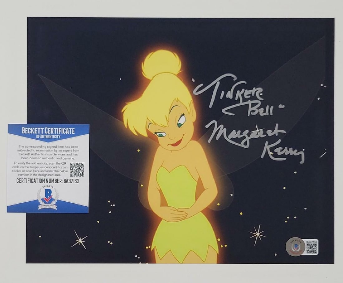 Margaret Kerry Tinker Bell Signed 8x10 Photo Beckett COA: Margaret Kerry Tinker Bell Signed 8x10 Photo Beckett COA This is an original signed 8x10 photograph of Margaret Kerry, known for her role as Tinker Bell in Peter Pan. The photograph comes with Beckett