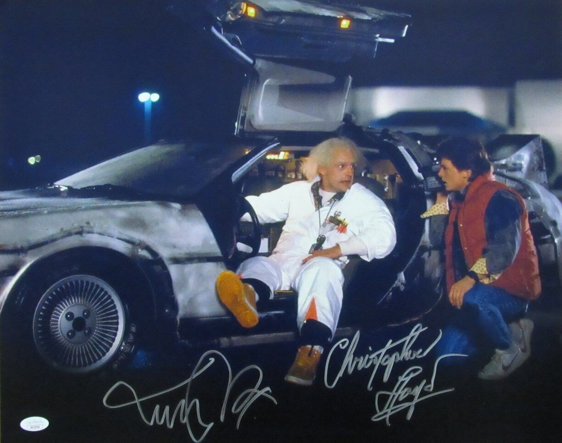 Michael J Fox Christopher Lloyd Autographed 16x20 Back to the Future Photo JSA Certified: Michael J Fox Christopher Lloyd Autographed 16x20 Back to the Future Photo JSA Certified Own a piece of cinematic history with this autographed 16x20 photo from the iconic film "Back to the Future," s
