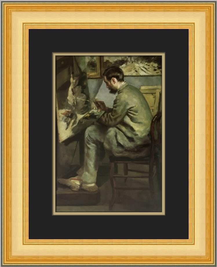 Renoir Frederic Bazille at His Easel Custom Framed Print 20 x 16 in: Renoir Frederic Bazille at His Easel Custom Framed Print 20 x 16 in This exquisite custom framed print features Pierre-Auguste Renoir's iconic painting "Frederic Bazille at His Easel," capturing the e