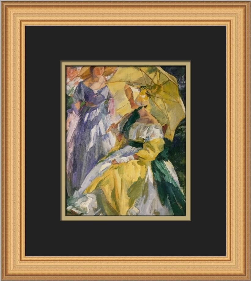 Louis Betts The Yellow Parasol Custom Framed Art Print 14 x 12: Louis Betts The Yellow Parasol Custom Framed Art Print 14 x 12 Enhance your art collection with this stunning custom framed print titled 'The Yellow Parasol' by Louis Betts. This medium-sized piece, m