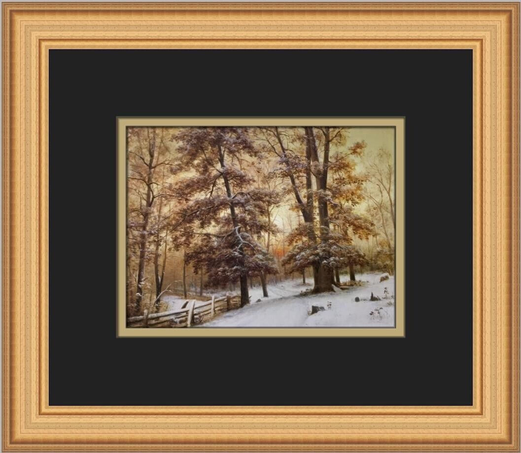 George Hetzel Winter Sunrise Custom Framed Print 11 x 13 Landscape: George Hetzel Winter Sunrise Custom Framed Print 11 x 13 Landscape Experience the beauty of winter with this custom framed print titled 'Winter Sunrise' by artist George Hetzel. This medium-sized artw