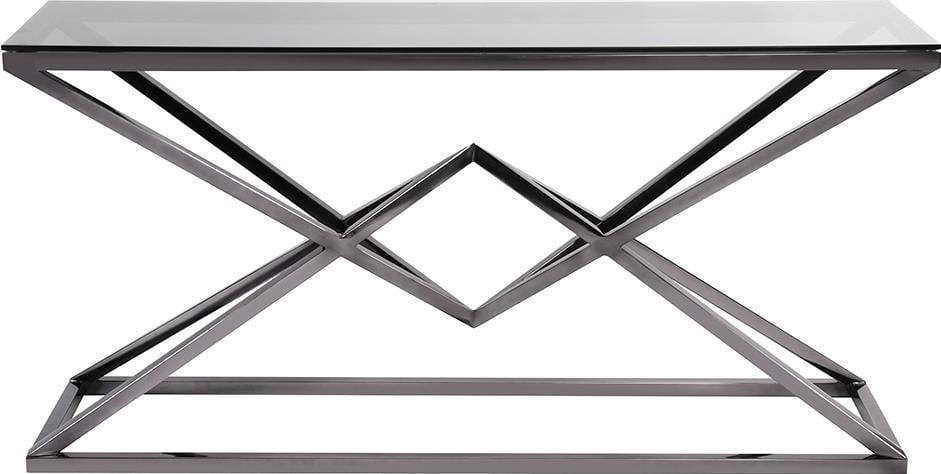 Howard Elliott Pinnacle Console Table 63 x 18 Rectangular Brushed Nickel: Howard Elliott Pinnacle Console Table 63 x 18 Rectangular Brushed Nickel Enhance your living space with the Stylish Pinnacle Console Table, featuring a sleek brushed nickel finish that complements any