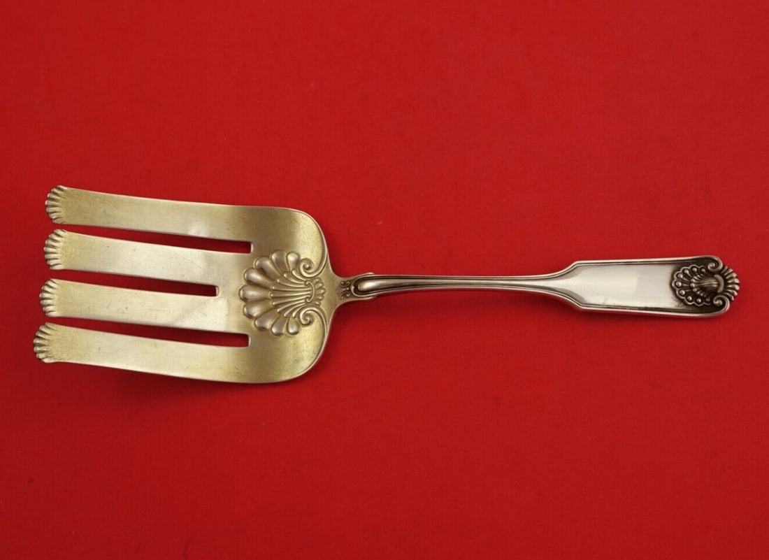 Frank Smith Fiddle Shell Sterling Silver Asparagus Fork 9 Gold Washed: Frank Smith Fiddle Shell Sterling Silver Asparagus Fork 9 Gold Washed This stunning asparagus fork is crafted from sterling silver (.925) in the elegant Fiddle Shell pattern by Frank Smith. Measuring