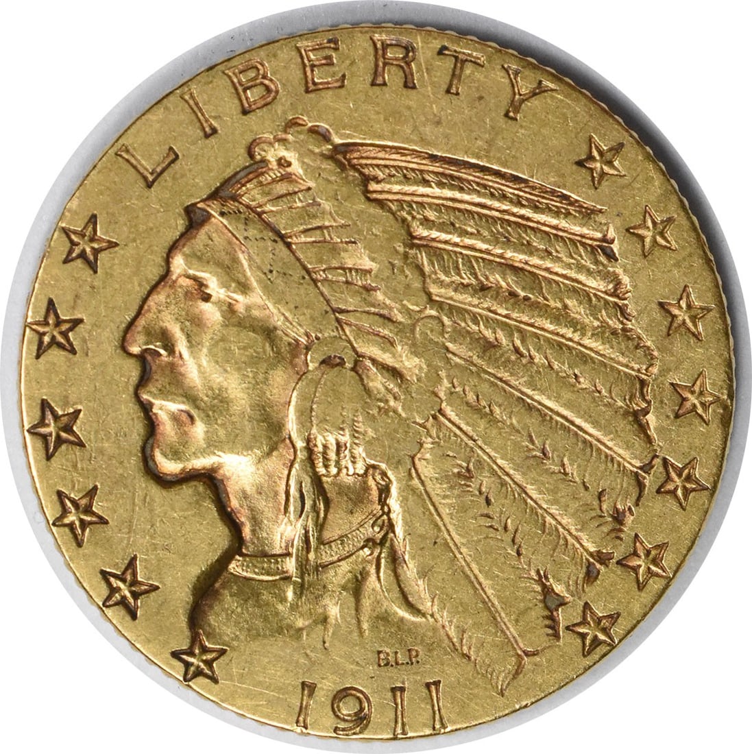 1911-S $5 Gold Indian Coin by Bela Lyon Pratt XF Uncertified: 1911-S $5 Gold Indian Coin by Bela Lyon Pratt XF Uncertified This 1911-S $5 Gold Indian coin features a stunning design by Bela Lyon Pratt and is a valuable addition for collectors. It has a compositi