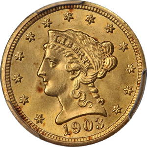 1903 Liberty Gold $2.50 Coin PCGS MS65 Strong Strike Eye Appeal