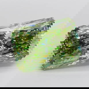 Loose Diamond - RADIANT 9.01ct Fancy Vivid Green VS2: Loose Diamond - RADIANT 9.01ct Fancy Vivid Green VS2 Source: This is a real non-mined Diamond that has been grown in a lab Shape: RADIANT Carats: 9.01 Color: Fancy Vivid Green Certification: IGI