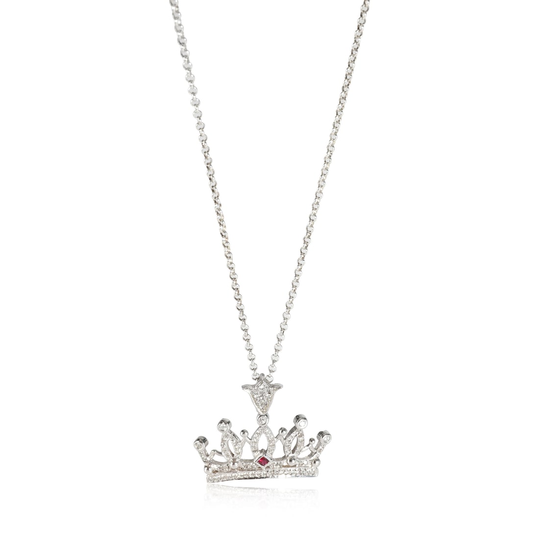 King Baby Crown Queen Pendant in White Gold Sterling Silver: King Baby Crown Queen Pendant in White Gold Sterling Silver Elevate your jewelry collection with this stunning King Baby Crown Queen Baby Pendant, beautifully crafted in a combination of white gold an
