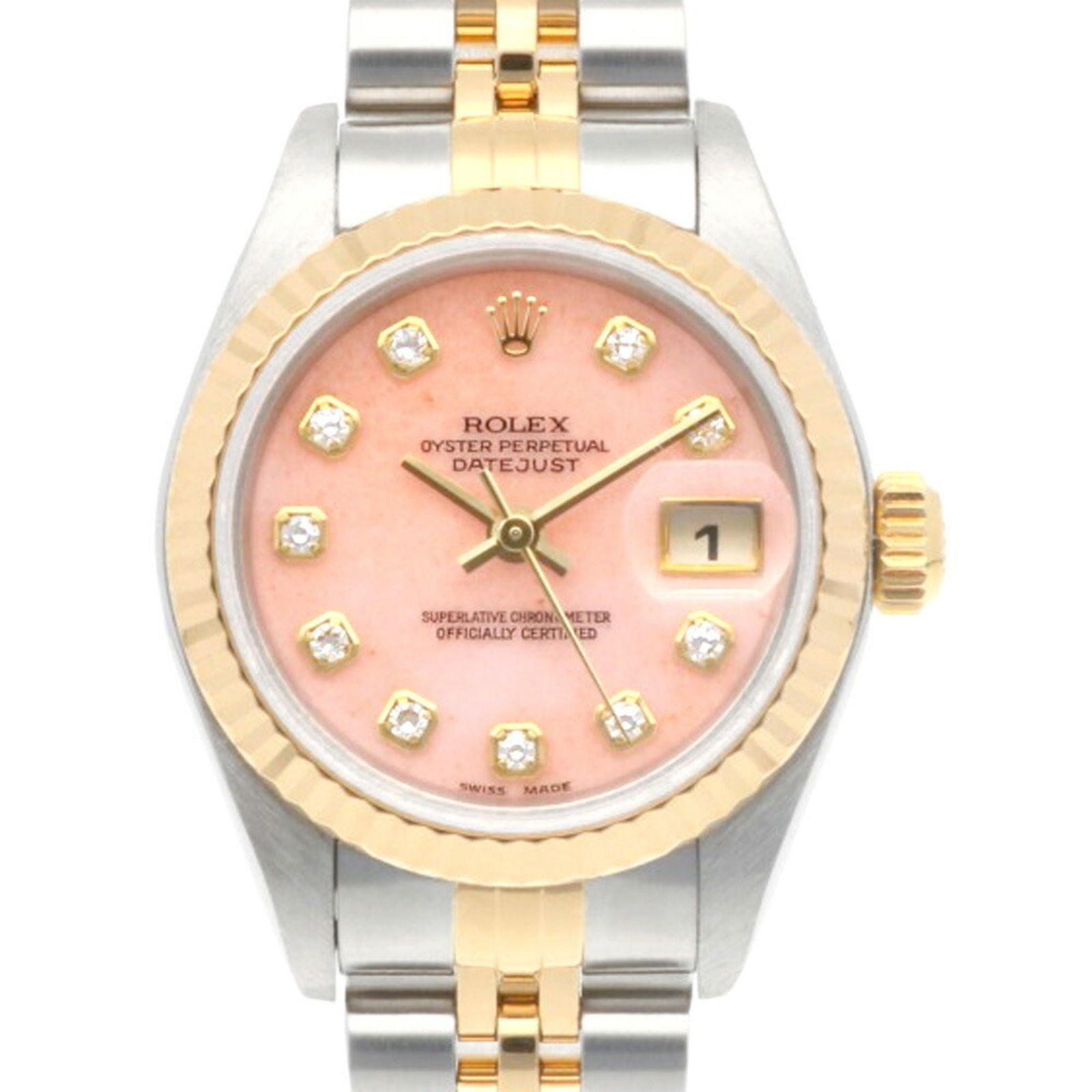 Rolex Datejust 79173G Automatic Ladies Watch Pink Opal Diamond Stainless Steel Gold: Rolex Datejust 79173G Automatic Ladies Watch Pink Opal Diamond Stainless Steel Gold Discover the elegance of the Rolex Datejust Oyster Perpetual Watch, a stunning timepiece designed for women. This mo