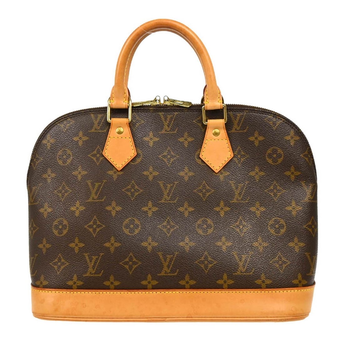 Louis Vuitton Alma Monogram Handbag M51130 Vintage Brown Canvas: Louis Vuitton Alma Monogram Handbag M51130 Vintage Brown Canvas Introducing the Louis Vuitton Monogram Alma Handbag, a timeless piece that combines luxury and functionality. This medium-sized handbag 