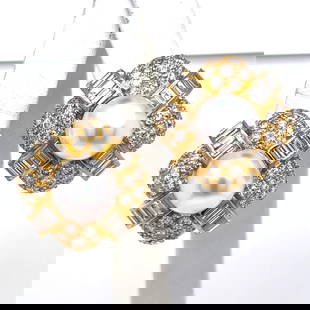 Luxury 18K Yellow Gold South Sea Pearl Diamond Earrings: Luxury 18K Yellow Gold South Sea Pearl Diamond Earrings Elevate your elegance with these stunning 18K Yellow Gold South Sea Pearl & Diamond Earrings. Each earring features a luxurious South Sea