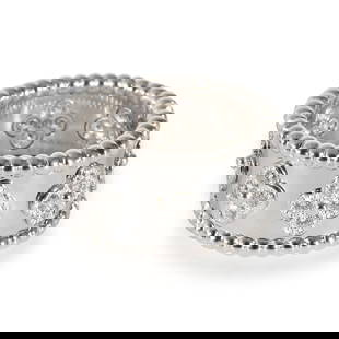 Van Cleef & Arpels Perlee 18k White Gold Ring 0.62 CTW Diamond: Van Cleef & Arpels Perlee 18k White Gold Ring 0.62 CTW Diamond This exquisite Van Cleef & Arpels Perlee Ring features a stunning round brilliant diamond totaling 0.62 CTW, beautifully set in