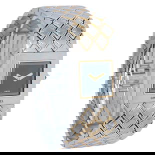 Chanel Matelasse Quartz Watch 18K Yellow Gold Stainless Steel Black Dial: Chanel Matelasse Quartz Watch 18K Yellow Gold Stainless Steel Black Dial Experience luxury with the Chanel Matelasse Quartz Watch, a stunning blend of elegance and functionality. This classic