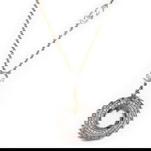 Diamond 18k Multi-Tone Gold Circle Pendant and Chain: Diamond 18k Multi-Tone Gold Circle Pendant and Chain This exquisite pendant and chain set by Chimento is crafted from 18k multi-tone gold, featuring a striking circle pendant adorned with a