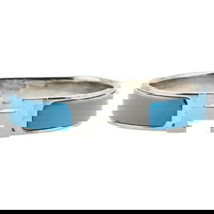 Hermes Click-Clack H PM Bangle Bracelet Silver Light Blue Metal Women's: Hermes Click-Clack H PM Bangle Bracelet Silver Light Blue Metal Women's This exquisite Hermes Click-Clack H PM Bangle Bracelet showcases a stylish combination of silver and light blue, making it a