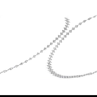 11.74ct D-F VVS Diamond Tennis Necklace 18k White Gold 16.5in: 11.74ct D-F VVS Diamond Tennis Necklace 18k White Gold 16.5in This exquisite diamond tennis necklace features 140 round brilliant diamonds totaling 11.74 carats, showcasing approximately D-F color