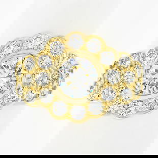 18k Yellow Gold 2.12ctw Round Diamond Flower Cocktail Ring: 18k Yellow Gold 2.12ctw Round Diamond Flower Cocktail Ring This stunning cocktail ring features a floral design adorned with 23 round diamonds, totaling 2.12 carats. Crafted in solid 18k yellow