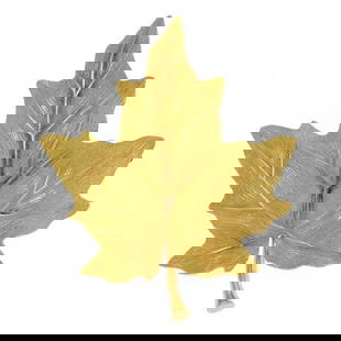 Tiffany & Co. 18k Yellow Gold Maple Leaf Brooch 1.90" x 1.60": Tiffany & Co. 18k Yellow Gold Maple Leaf Brooch 1.90" x 1.60" This exquisite brooch from Tiffany & Co. is crafted from 18k yellow gold, showcasing a beautifully textured Maple Leaf design. The