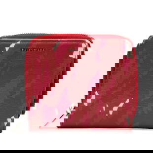 Balenciaga Red Leather Bi-fold Wallet for Women 392125: Balenciaga Red Leather Bi-fold Wallet for Women 392125 This Balenciaga bi-fold compact wallet is a stylish accessory crafted from high-quality red leather, designed for women. Measuring 10cm x 11cm