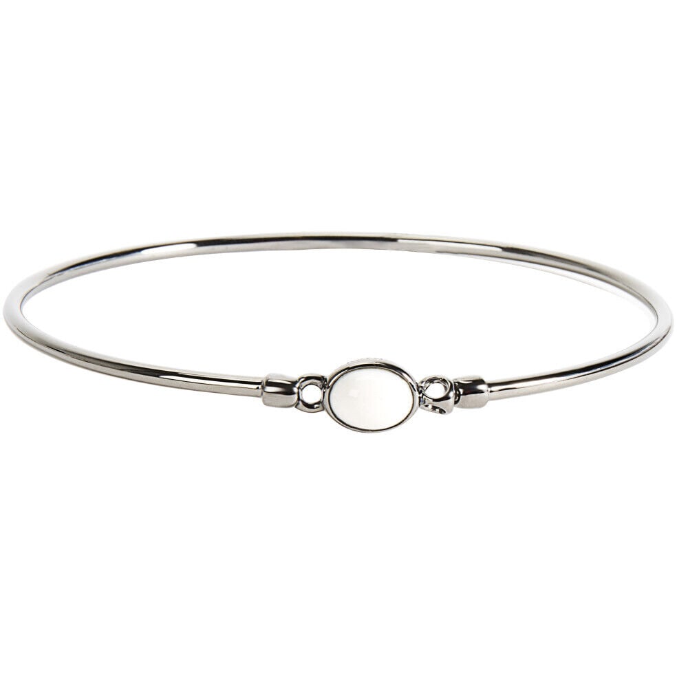 Di Modolo Women's White Agate Bangle in Black Rhodium Finish: Di Modolo Women's White Agate Bangle in Black Rhodium Finish This elegant Di Modolo bangle bracelet features a stunning white agate stone set in a sleek black rhodium plated finish. Crafted from high-