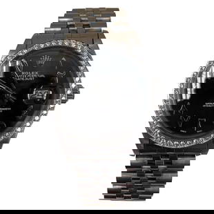 Rolex Datejust 36 Custom Arabic Dial Diamond Bezel Automatic 16030: Rolex Datejust 36 Custom Arabic Dial Diamond Bezel Automatic 16030 Introducing the Rolex Datejust 36, a sophisticated timepiece featuring a custom Arabic dial and a stunning diamond bezel. Crafted