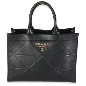Prada Medium Symbole Tote Black Leather with Gold-Tone Hardware
