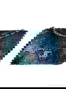 CHANEL Mini Flap Shoulder Bag Shaded Sequins Iridescent Design: CHANEL Mini Flap Shoulder Bag Shaded Sequins Iridescent Design This Chanel Mini Flap Shoulder Bag features a stunning shaded sequin design in hues of green, blue, and black, making it a versatile