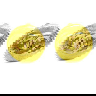 Chanel 96P Gold Round Clip-On Earrings Logo Design: Chanel 96P Gold Round Clip-On Earrings Logo Design Elevate your accessory collection with these elegant Chanel Round Clip-On Earrings. Crafted in a stunning gold-tone finish, these button-shaped