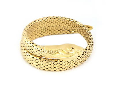 Vintage Snake Bracelet 18k Yellow Gold Mesh Wrap