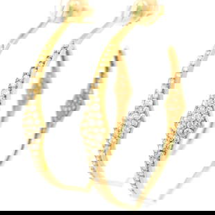 18k Gold Large Hoop Earrings 1.56ctw Flawless Diamonds: 18k Gold Large Hoop Earrings 1.56ctw Flawless Diamonds Elevate your style with these stunning large hoop earrings crafted in 18k yellow gold. Featuring a total carat weight of 1.56ctw, these