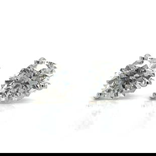 14K White Gold 1.22 Ct Diamond Stud Earrings G-H SI2-I1: 14K White Gold 1.22 Ct Diamond Stud Earrings G-H SI2-I1 These stunning 14K White Gold Diamond Stud Earrings feature two exquisite diamonds, with a total weight of approximately 1.22 carats. The