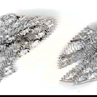 Art Deco Platinum Brooch 8.60 Ct Diamonds Vintage 1.75 Inch: Art Deco Platinum Brooch 8.60 Ct Diamonds Vintage 1.75 Inch This exquisite Art Deco brooch is crafted in platinum and features a stunning arrangement of diamonds totaling approximately 8.60 ct. The