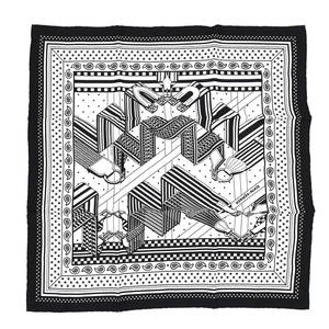 Hermes Carre 55 Silk Scarf Black Paisley Design 35in