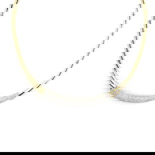 14k Multi-Tone Gold Diamond Collar Necklace: 14k Multi-Tone Gold Diamond Collar Necklace This exquisite collar necklace is designed in a stunning two-tone style, featuring both yellow and white gold. Crafted from 14k gold, it showcases a long