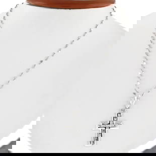 14K White Gold .60ct Round Diamond Cross Pendant with Chain: 14K White Gold .60ct Round Diamond Cross Pendant with Chain This exquisite pendant features a stunning cross design crafted from 14K white gold, adorned with .60ct of round brilliant diamonds set in