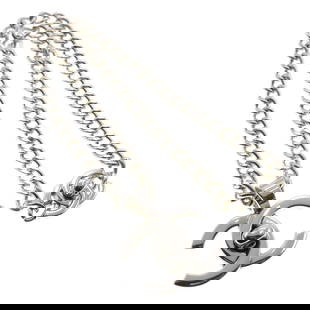 Chanel 96P Silver Plated Turnlock Chain Necklace 21 in: Chanel 96P Silver Plated Turnlock Chain Necklace 21 in Elevate your accessory collection with this stunning Chanel Turnlock Chain Necklace. Designed in a classic chain style, this necklace features