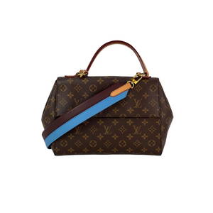 Louis Vuitton Cluny MM Monogram Shoulder Bag 12x9 Brown with Blue Strap