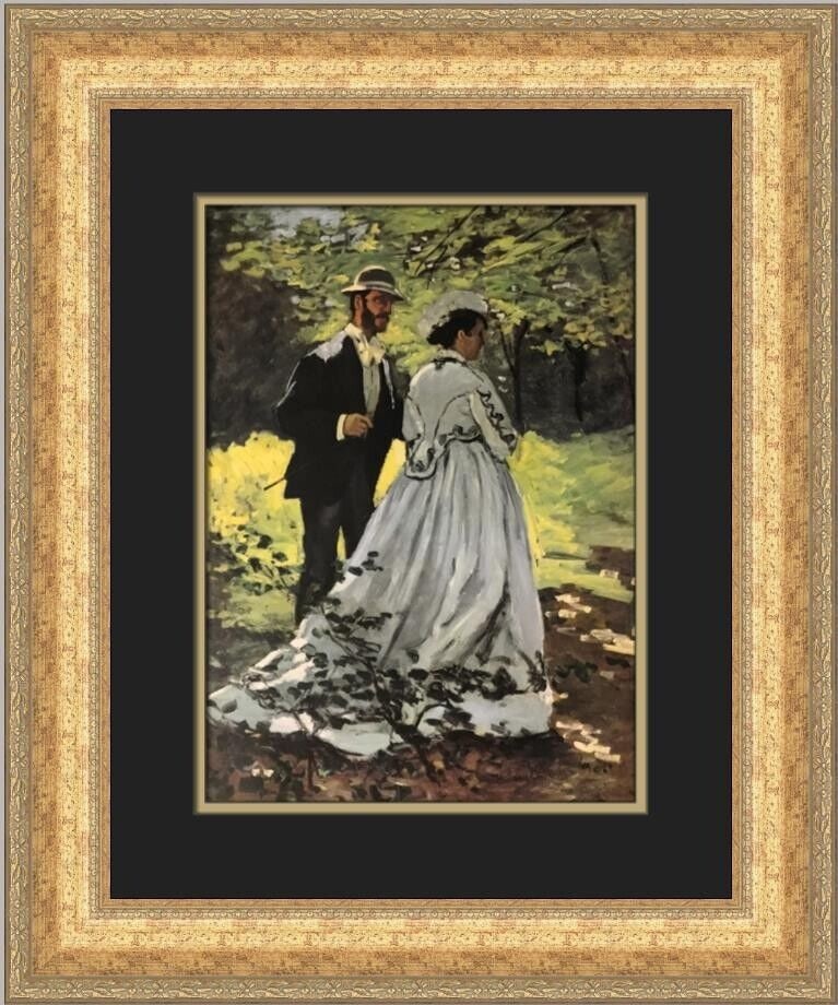 Claude Monet Bazille and Camille Custom Framed Print 22 x 18: Claude Monet Bazille and Camille Custom Framed Print 22 x 18 This beautiful custom framed print titled "Bazille and Camille in the Park" is a stunning representation of Claude Monet's work. Measuring