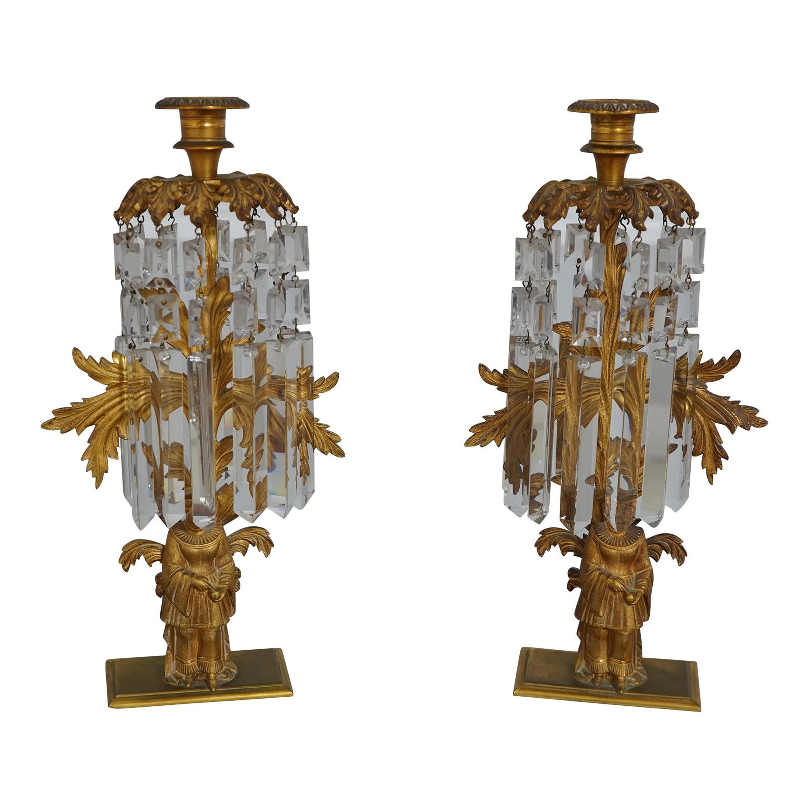 Exquisite Pair of Antique Bronze Chinese Candelabras on Marble Bases: Exquisite Pair of Antique Bronze Chinese Candelabras on Marble Bases This exquisite pair of antique bronze Chinese figure candelabras, dating from approximately 1890 to 1910, showcases high-quality cr