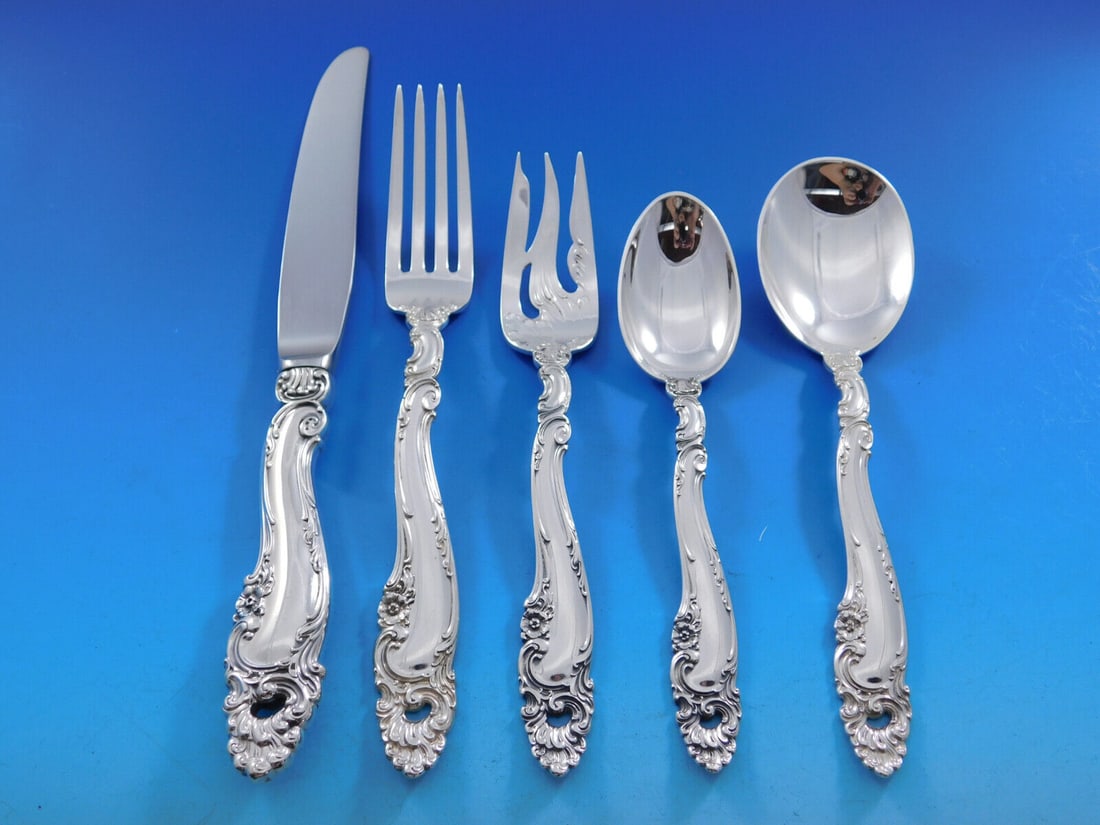 Gorham Decor Sterling Silver Flatware Set for 24 - 126 Pieces: Gorham Decor Sterling Silver Flatware Set for 24 - 126 Pieces Introducing the exquisite Decor by Gorham Sterling Silver Flatware Set, designed for 24 service with a total of 126 pieces. This stunning