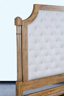 Greyson King Bed Transitional Upholstered in Beachwood Linen: Greyson King Bed Transitional Upholstered in Beachwood Linen Introducing the Greyson King Bed, a perfect blend of timeless design and comfort. This bed features a stylish antique-inspired design with