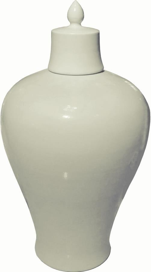 Handmade 23 Inch Lidded Plum Ceramic Vase in Matte White Glaze: Handmade 23 Inch Lidded Plum Ceramic Vase in Matte White Glaze This Elegant Matte Glaze Ceramic Vase features a striking lidded plum shape, perfect for adding a touch of Asian antique style to any spa