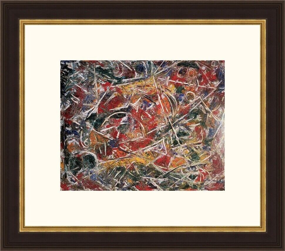 Jackson Pollock Croaking Movement Custom Framed Offset Lithograph 19 x 21: Jackson Pollock Croaking Movement Custom Framed Offset Lithograph 19 x 21 This stunning artwork features a reproduction of Jackson Pollock's "Croaking Movement," beautifully custom framed to enhance i