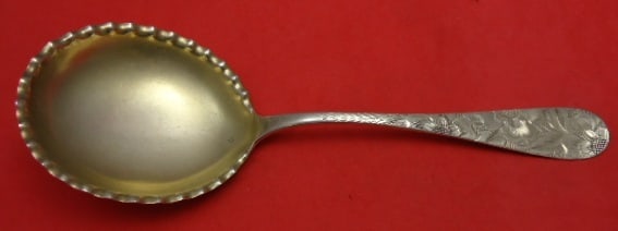 Durgin French Antique Engraved Sterling Silver Serving Spoon 8 7/8": Durgin French Antique Engraved Sterling Silver Serving Spoon 8 7/8" This exquisite serving spoon features the French Antique Engraved pattern by Durgin, showcasing a beautiful brite-cut design adorned